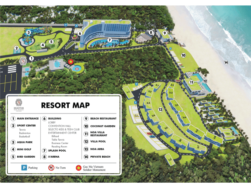 Bản đồ chỉ dẫn các khu vực tại Selectum Noa Cam Ranh Resort